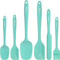NileHome Silicone Spatula Set, 6 Pcs Food Grade Kitchen Utensils with Silicone Brush Heat Resistant Up to 600°F Dishwasher Safe BPA-Free Rubber Spatula for Scraping, Baking, Cooking, Mixing, Turquoise