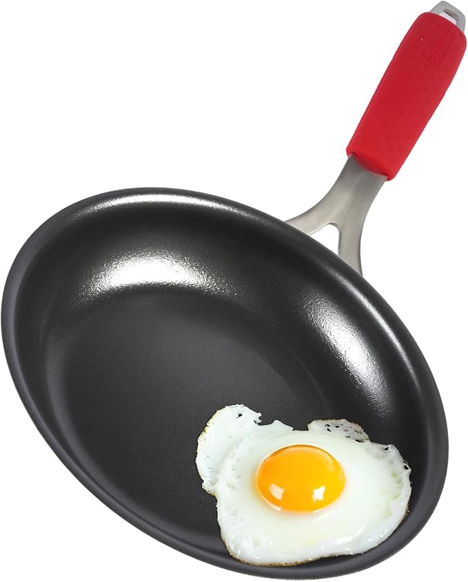 8 Inch Nonstick Frying Pan, Tri-Ply Clad Stainless Steel Skillet with Reinforced Coating, Detachable Handle with Sleeve, Dishwasher & Oven Safe, Induction Compatible, PFOA-Free Fajita Pans