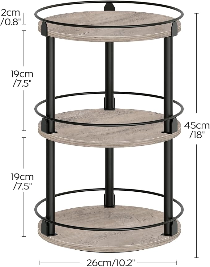 Spice Rack, Set of 2 Lazy Susan Organizer, 3-Tier Turntable Organizer, Rotating Spice Rack Organizer For Cabinet, Compact and Versatile, Greige and Black SR23L2BG