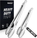 Metal Tongs For Cooking Up To 600°F Kitchen Tongs 2PCS - 9", 12 inch | Heat Resistant 600 Degree, All Stainless Steel Food Tongs,Non-Slip handle, Salad, Grilling, bbq, Dishwasher safe