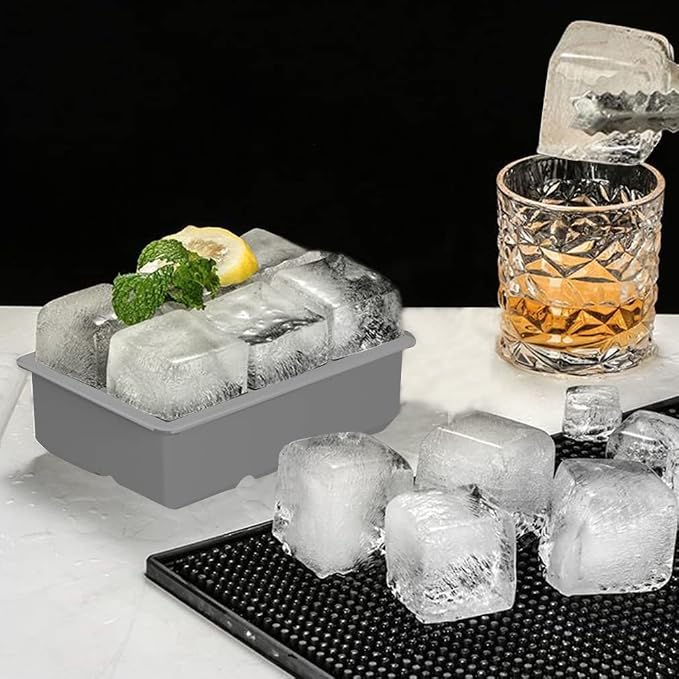 2 Pack Ice Cube Tray, 2" Sphere Ice Ball Mold with Lid & Large Square Maker | Perfect for Whiskey, Cocktails, Bourbon, and Homemade Drinks, Creating Slow-Melting Ice That Keeps Beverages Chilled Longer