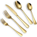 Gold Silverware Set for 4, Golden Flatware Cutlery Set 20 Piece | Premium Stainless Steel Tableware Set, Include Knife Fork and Spoon, Mirror Polished, Ready for Any Dinner or Weddings