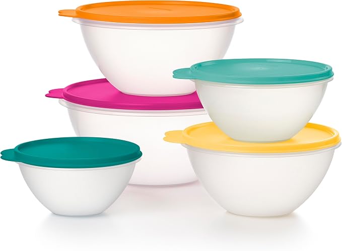 Tupperware Wonderlier 10-Piece Fauna Set (5 Bowls + 5 Lids) | Plastic Food Storage Mixing Bowl with Secure Lids, BPA Free Materials, & Dishwasher-Safe for Kitchen Storage or Meal Prep