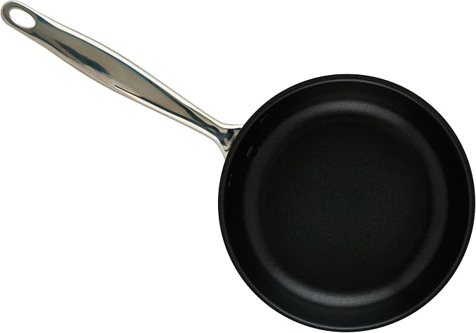 WINCO Tri-Ply Frying Pan, Silver | Large flat bottom for even heat distribution, Induction compatible, Steel, Great for Sauteing, Frying and Restaurant Kitchens