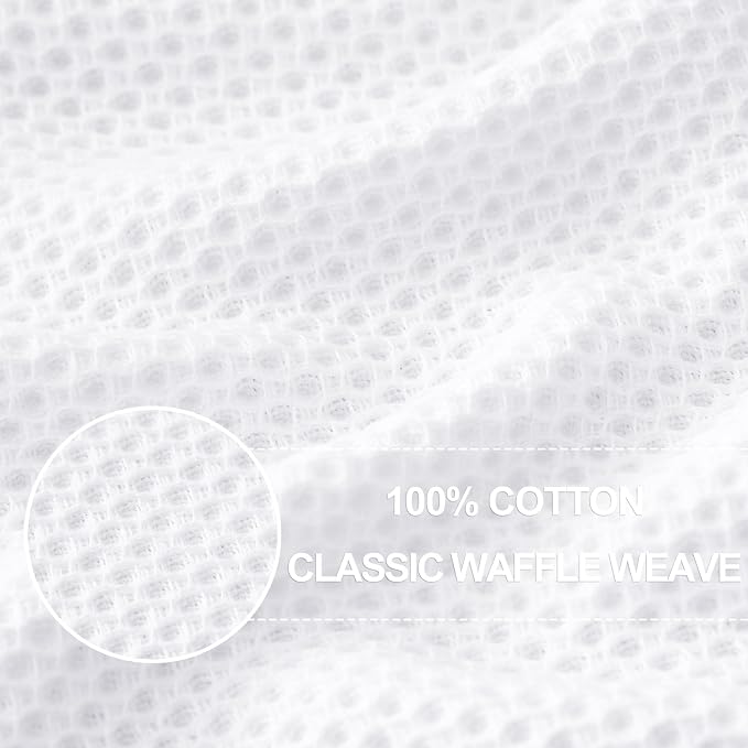 Homaxy 100% Cotton Waffle Weave Kitchen Towels, 15-Pack, White | Ultra Soft Absorbent Dish Towels, Quick Drying Cleaning Towels, 13 x 28 Inches