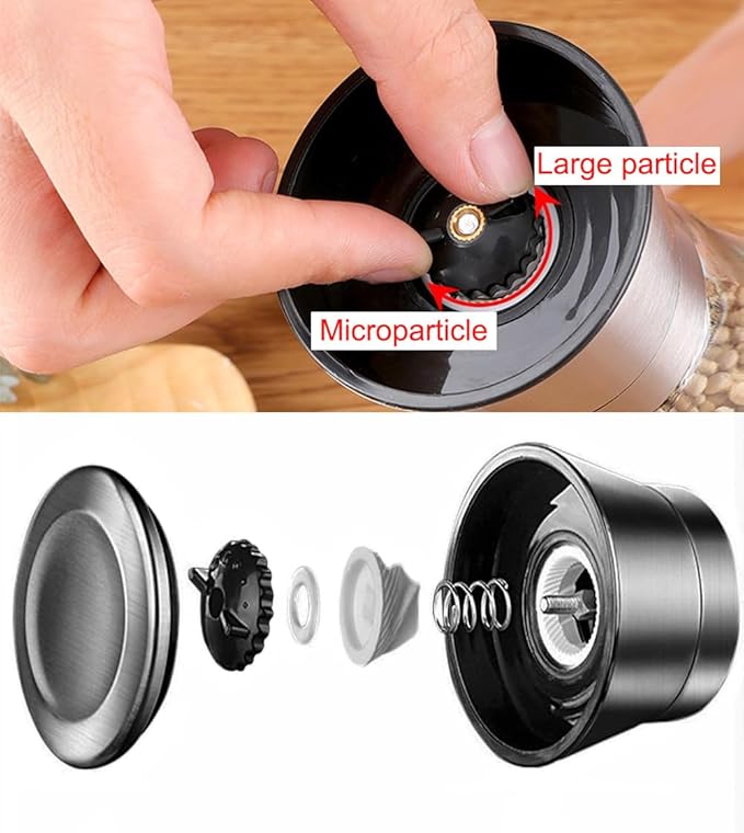 Manual Grinder, Ceramic Core Pulverizer, Adjustable Roughness | Transparent Glass Body See Grind Size Instantly, Stainless Top Cover for Durability, Compact Size Ideal for Camping