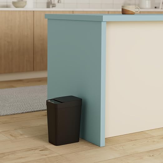 Anborry Bathroom Automatic Trash Can 2 Pack 2.2 Gallon Touchless Motion Sensor Small Slim Garbage Can with Lid Smart Electric Narrow Garbage Bin for Bedroom Office Kitchen (Black)