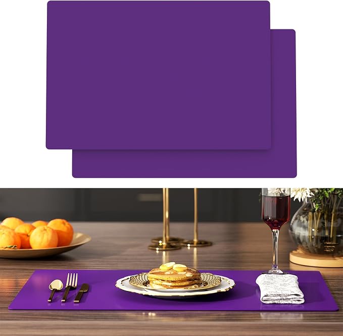 2-Pack Silicone Counter Mats 24”x16”, Purple | 1.5mm thick silicone counter protector, heat resistant & non-slip. Works for air fryer, hot pots, pans and coffee maker.