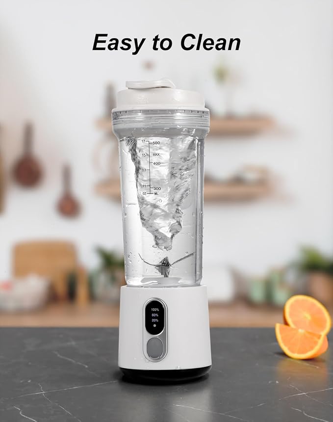 Portable Blender 17 oz (500ml) for Shakes & Smoothies, USB-C Rechargeable 4000mAh, 6 Stainless Steel Blades, Cordless Personal Travel Blender for Gym, Kitchen, Outdoor