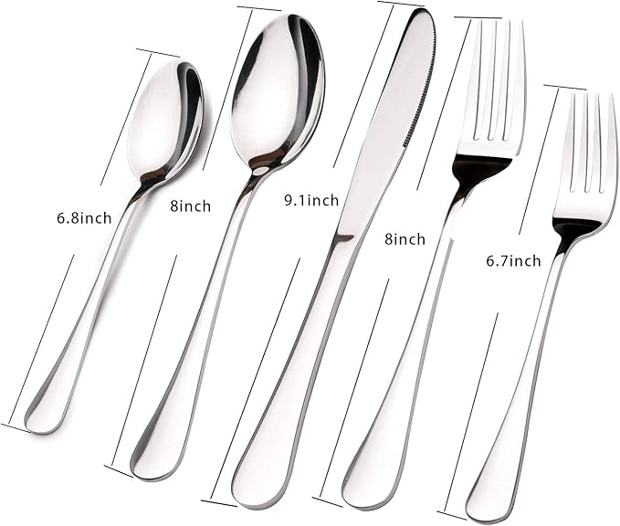 Silverware Set for 8 with Serving Utensils,Stainless Steel Flatware Cutlery | Heavy Duty Steak Knife Fork and Spoon, Dishwasher Safe, Gift Package for Wedding Housewarming