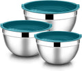 E-far Mixing Bowls with Lids Set, 6-Piece Stainless Steel Salad Bowls | Metal Nesting Cooking Bowls with Airtight Lid for Kitchen Storage, Baking & Prepping, Dishwasher Safe, 1.5/3/4.5 QT, Blue