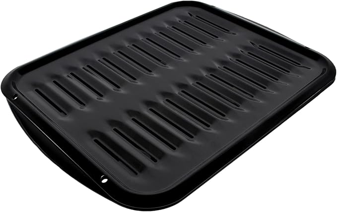 Certified Appliance Accessories Large 2-Piece Broiler Pan & Grill Set Porcelain-on-Steel 16-1/2"x12-3/4"x1-3/4", Universal, Whirlpool, Broiler Pan for Oven, Black