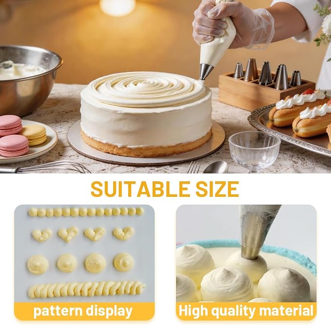 5PCS Large Round Piping Tips Set with 20PCS Large Piping Bags for Cupcake | Steel,Different Sizes Frosting Tip,18Inch Large Piping Bags,for Macarons,Cream Cookies,Cake decorating