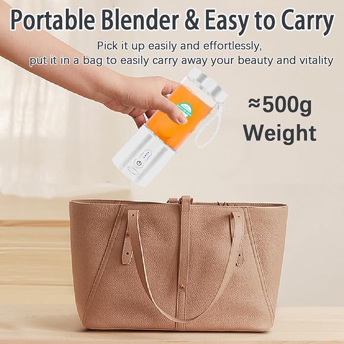 Portable Blender 20oz Cup, Personal Blender for Smoothies and Shakes, Rechargeable Mini Blenders with 6 Stainless Steel Blades, Portable Juicer for Travel Gym Office