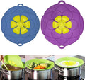 Spill Stopper Lid, Anti Spill & Boil Over Safeguard, Silicone Pot Cover, Multi-Function Kitchen Tool (11"(Purple)+10.2"(Blue))