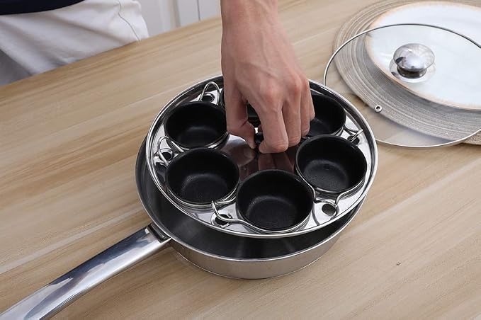 Egg Poacher Pan - Stainless Steel Poached Egg Cooker – Perfect Poached Egg Maker – Induction Cooktop Egg Poachers Cookware Set with 6 Nonstick Large PFOA FREE Egg Poacher Cups and Silicone Spatula…