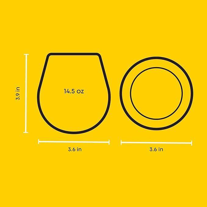 JoyJolt Spirits Stemless Wine Glasses for Red or White Wine (Set of 4)-15-Ounces