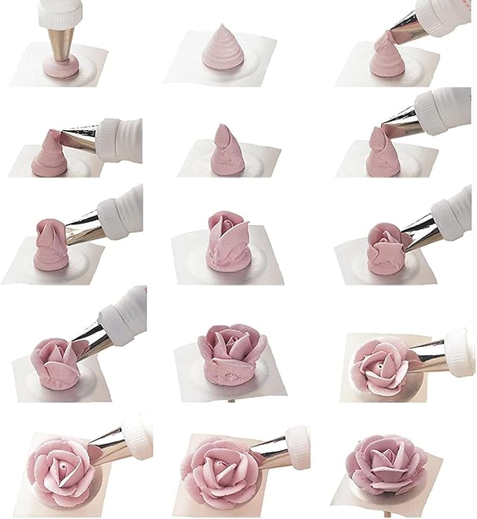 Buttercream Flower Tools Kit, Rose Piping Tips & Nails for Cake Decorating
