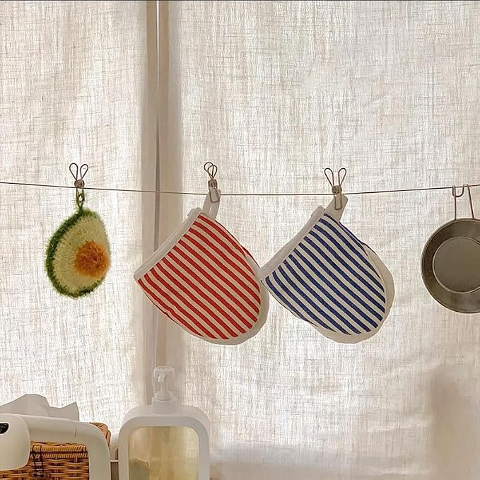 1 Pair Mini Oven Mitts,High Heat Resistant Oven Gloves,Kitchen Short Oven Mit with Hanging Loop for BBQ, Baking, Cooking and Grilling, (Blue)