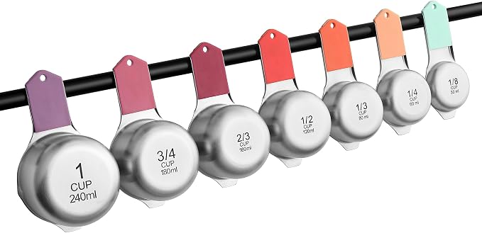 Spring Chef Magnetic Stainless Steel Measuring Cups Set of 7, Desert Sunset | Patented Metal Measuring Cups for Measuring Dry or Liquid Ingredients, Easy to Read Markings, Dishwasher Safe Magnetic Cups