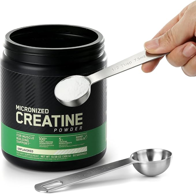 Aieve 5g Creatine Scoop,2 Pack Stainless Steel Measuring Scoops for Creatine Monohydrate Powder, Accurate 5 Gram Portion for Consistent Daily Intake