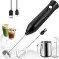 Powerful Milk Frother - Electric Handheld Milk Foam Maker with Stand, Milk Jug and 2 Stainless Steel Whisks, Rechargeable 3 Speeds for Coffee Lattes Cappuccino Matcha