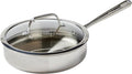 T-Fal Pro Tri-Ply Stainless Steel Saute Pan with Lid, 3 Qt, Induction | Oven safe to 500 F, Glass lid to 350 F, NSF-rated, Built-in measuring marks, Sauteing, browning, and simmering