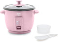 GreenLife Rice Cooker, 3-Cups Uncooked/6-Cups Cooked, Pink | PFAS-Free Ceramic Nonstick Removable Pot, One-Switch Design, Grains Multicooker, Keep Warm, Dishwasher Safe Parts, Easy Clean