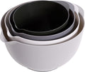 BoxedHome Classic Mixing Bowl Set of 4, BPA Free Plastic, Microwave Safe | 4.5, 3.5, 2.5 & 1.7 quarts,Non-slip Base Large Nesting Bowl with Pour Spout, Dishwasher Safe, for Prep, Cooking,Grey