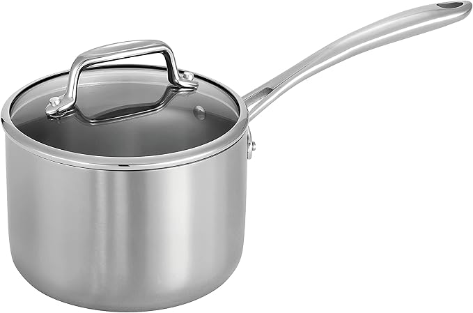 Tramontina Boston Tri-Ply Clad Stainless Steel 2-Quart Sauce Pan with Lid | Induction-Ready, Dishwasher-Safe, NSF-Certified