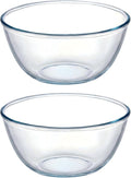 Borosilicate Glass Mixing Bowls, Set of 2 (9-inch, 2.8 QT Each) – Heavy Duty, Scratch Resistant, Non-Toxic & Lead-Free – Oven/Microwave/Dishwasher/Freezer Safe – Ideal for Meal Prep, Baking & Serving