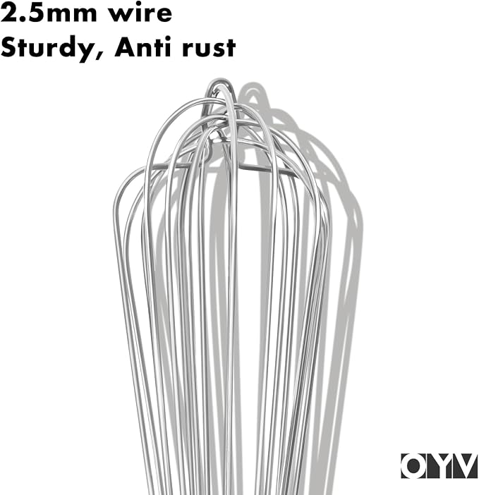 OYV 18/10 Stainless Steel Large Whisk, 17-Inch Heavy-Duty Kitchen Whisk | 2.5 mm Thick Wires, Sealed Waterproof Handle, 800°F Heat Resistant, Dishwasher Safe, For Restaurants And Large-Batch Mixing
