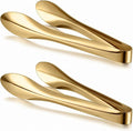 2 Pack Polished Stainless Steel Serving Tongs 9 Inch Metal Food Gold Tong for Buffet Salad BBQ Grilling Heavy Duty Kitchen Utensils for Cooking Catering Wedding Party