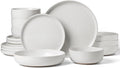 Famiware Milkyway 16-Piece Stoneware Plates and Bowls, White | Dinnerware Set with Pasta Bowls for 4, Dishes Set for Everyday/Formal Use, Microwave/Dishwasher Safe, Chip/Scratch Resistant