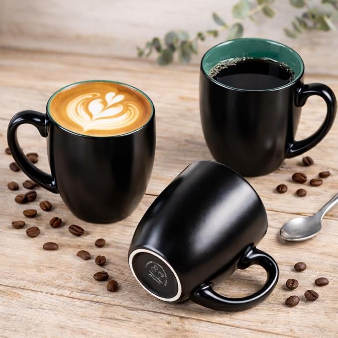 GBhome 16 oz Coffee Mugs Set of 6, Ceramic Coffee Cups- Green