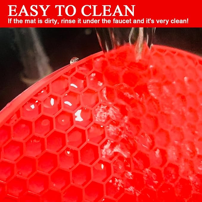 7-Inch Round Trivet Mats - 4 Pack Silicone Hot Pads, Non-Slip Heat Resistant, Dishwasher Safe, Ideal as Round Dab Mat (red)