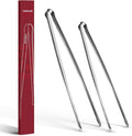 Precise Serrated Non-Slip Tips Cooking Tongs 2 Set (11.5" & 13.5") | Durable 18/8 Stainless Steel Metal Tweezers Tongs, Lightweight Easy Control for Frying, Plating, BBQ, Easy to Care & Clean