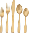 Matte Gold Silverware Set, 20-Piece Stainless Steel Flatware set, Tableware Cutlery Set Service for 4, Utensils for Kitchens, Dishwasher Safe