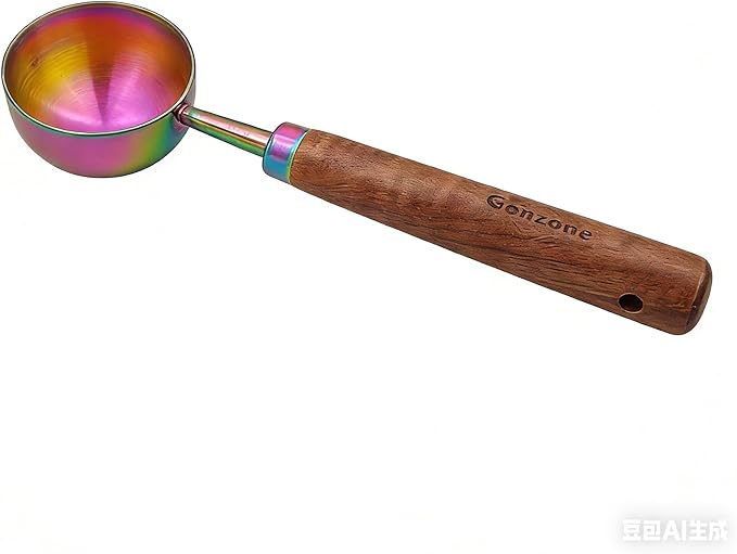 Vintage Coffee Measuring Spoon - 304 Stainless Steel, Coffee Scoop，10g Capacity, Walnut Handle - Perfect for Coffee, Tea, and More (iridescent)