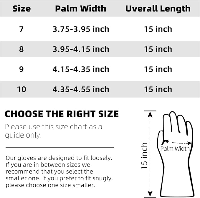 15" Long Silicone Oven Gloves, Heat Resistant Kitchen Oven Mitts (8/M) | Food Grade Waterproof Silicone Gloves for Cooking, Grilling & Smoker Barbecue, Sourdough Baking