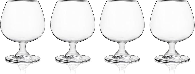 True Brandy Bourbon Whiskey Cognac Scotch Drinking Glasses, Superb Lead-Free Crystal Snifter Glass for Cocktail Party Dishwasher Safe, 14 oz, Set of 4