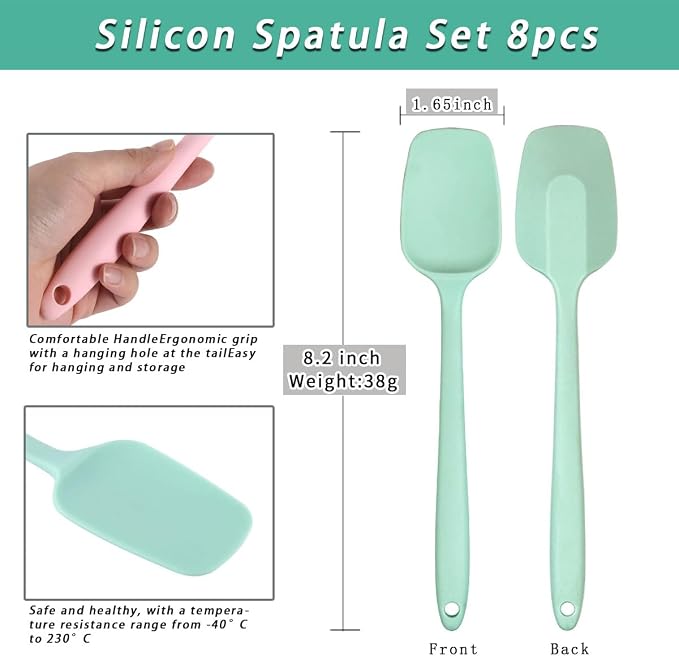 4 PCS,7.8Inch Silicone Spatulas Rubber Spatula Small Spatula Baking Mini Spatula Mixing Tool for Nonstick Cookware (4 colors)
