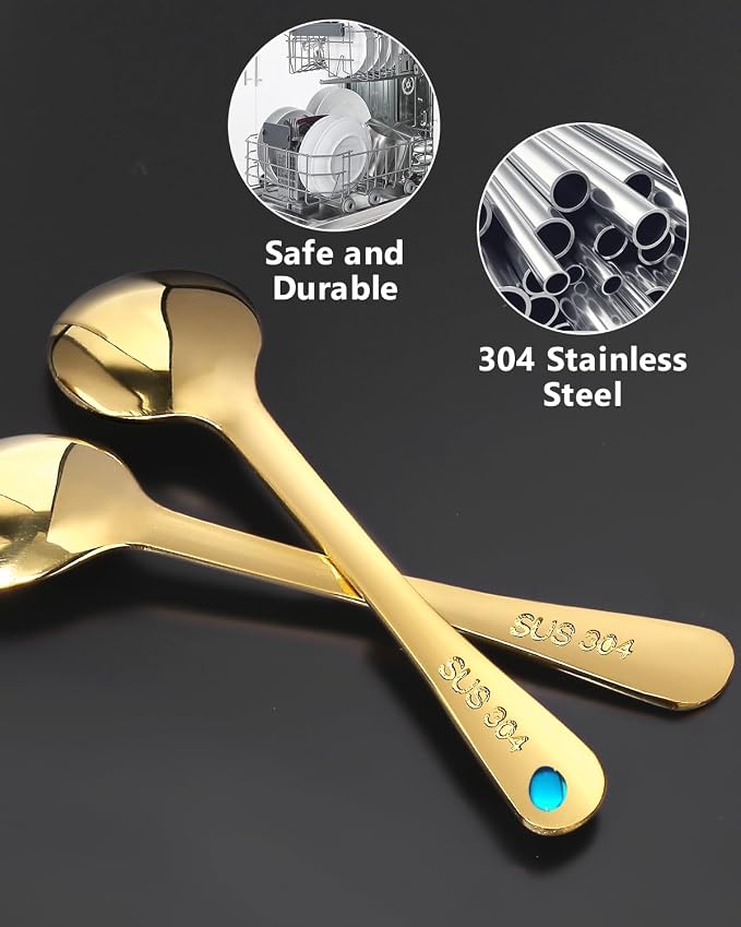 Tiny Spoons - Mini Stainless Steel Spoons 2.9 inch for Salt Jars Spice Jars, SUS 304 Food Grade Seasoning Spoon for Powder Spices, Pepper, Sugar, Coffee