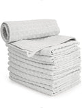 watchget Microfiber Cleaning Cloth,Barista Micro Towels 10 Pack Light Grey | Professional 12"x12" Lint-free Rags;Waffle Weave;Highly Absorbent Cleaning Towels for Espresso Steam Wands&Coffee Counters