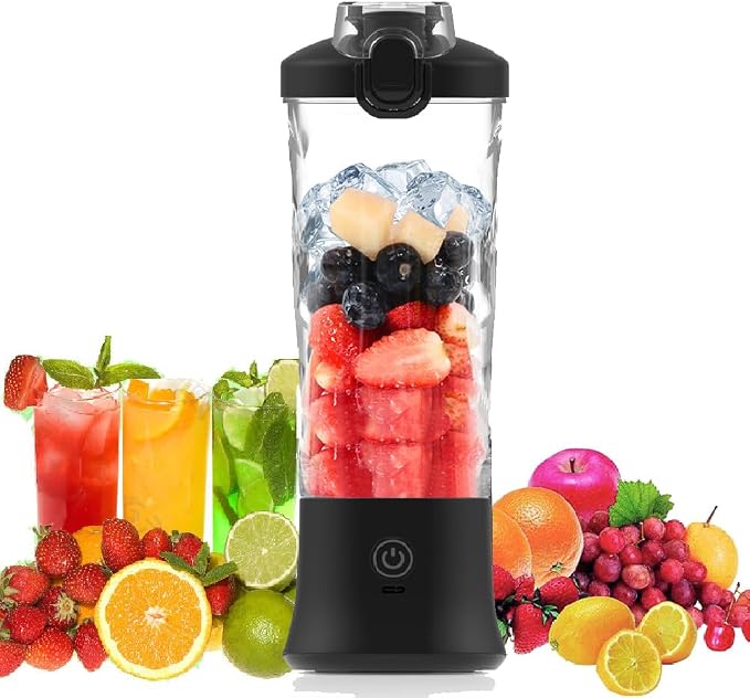 Personal Blender with 20oz Traveling Cup, Portable Blender for Shakes and Smoothies, Cordless Personal Blenders Self Cleaning, USB-C Rechargeable Licuadora Portatil for Home, Gym, Office