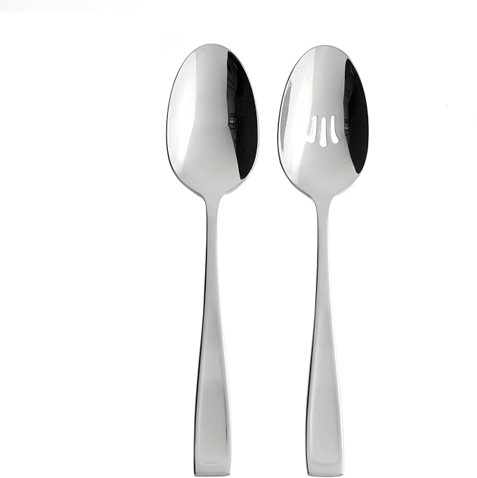 Oneida Moda 2-Piece Silverware Serving Set, Flatware | silver, dishwasher safe | heavy duty, cutlery set for kitchen and dining, serving utensil set, wedding silverware