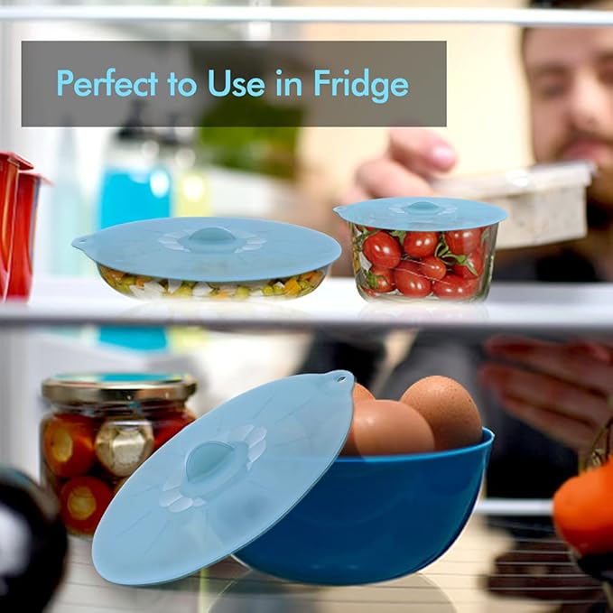 Silicone Bowl Covers - Silicone Covers for Food Storage Lids for Pots and Pans BPA Free Bowl Lids Universal Lid for Pots and Pans Microwave Food Cover for Cooking