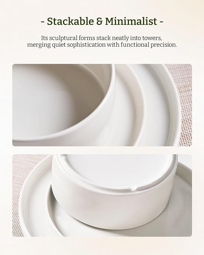 Famiware Porcelain 18-Piece Dinnerware Set, White | Plates and Bowls for 6, Dishwasher & Microwave Safe, Chip & Scratch Resistant, Ideal for Everyday & Formal Use