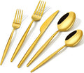 18/10 Silverware Set for 8, 40 Piece Gold Stainless Steel Flatware Cutlery | KINGSTONE Mirror Polished Forks Knives Spoons Utensils, Tableware for Home Kitchen Restaurant Wedding, Dishwasher Safe