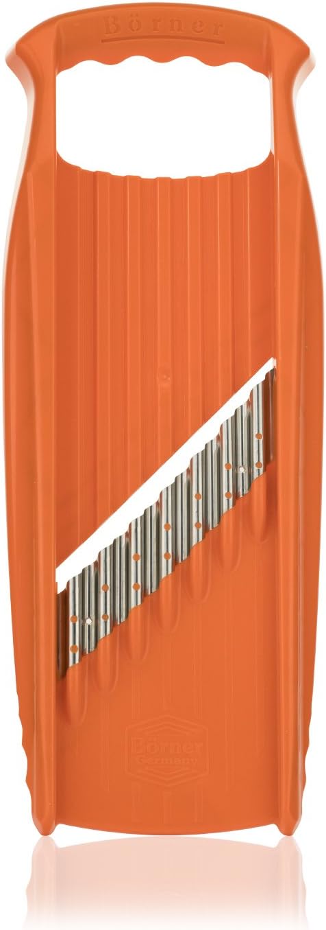Börner Wave/Gaufrel XXL PowerLine Vegetable Slicer • Corrugated Vegetable Cutter • Corrugated/Waffle Cutter • Potato Grater for Grilled Potatoes Orange